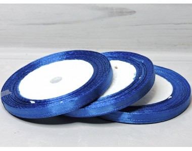 Лента атласная 6 мм*23м  цв. синий  - 1 бобина