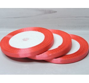 Атласная лента 6 мм*23 м, цв. коралловый - 1 бобина