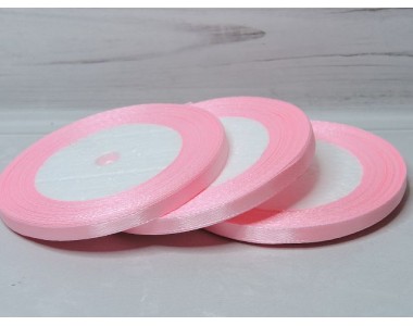 Лента атласная 6 мм*23 м, цв. розовый - 1бобина