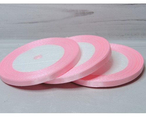 Лента атласная 6 мм*23 м, цв. розовый - 1бобина