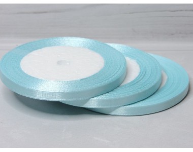 Атласная лента 6 мм*23 м, цв. голубой - 1 бобина