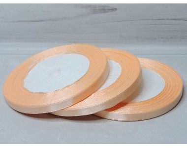 Лента атласная 6 мм*23м, цв.персиковый - 1 бобина