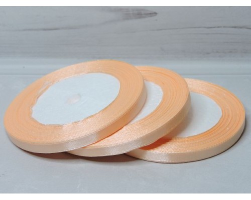 Лента атласная 6 мм*23м, цв.персиковый - 1 бобина