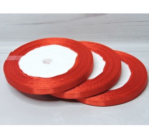Лента атласная  6 мм *23 м, цв. красный - 1 бобина