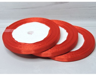 Лента атласная  6 мм *23 м, цв. красный - 1 бобина
