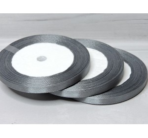 Атласная лента 6 мм*23 м, цв. темно-серый - 1 бобина