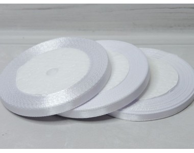 Лента атласная 6мм * 23 м, цв. белый - 1 бобина