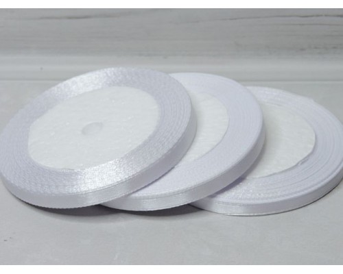Лента атласная 6мм * 23 м, цв. белый - 1 бобина