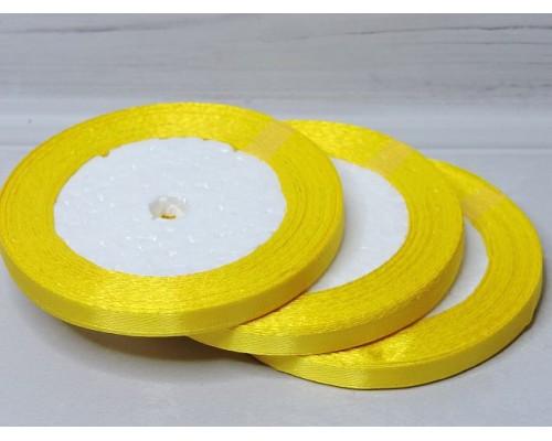 Лента атласная 6 мм*23 м., цв. желтый - 1 бобина