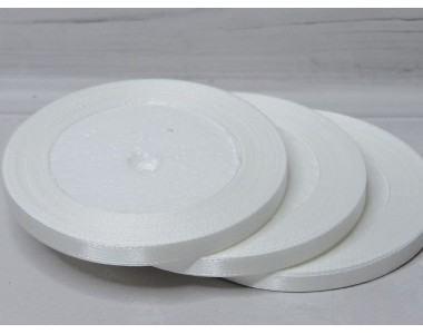 Атласная лента 6 мм*23 м, цв. молочный - 1 бобина