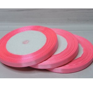 Лента атласная 6 мм*23 м, ярко-розовый - 1 бобина