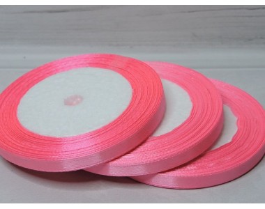 Лента атласная 6 мм*23 м, ярко-розовый - 1 бобина