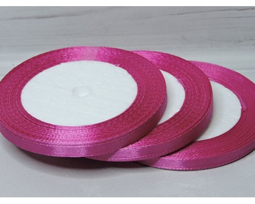 Лента атласная 6 мм* 23 м, цв. фуксия - 1 бобина