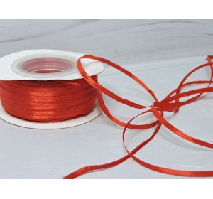 Лента атласная 3 мм,  красный № 26 (отрез 5 м)