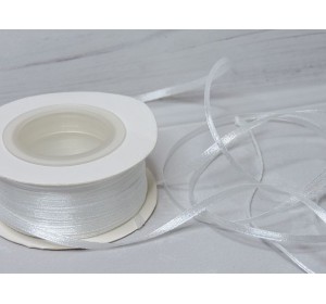 Лента атласная 3 мм, цв. молочный (отрез 5 м)