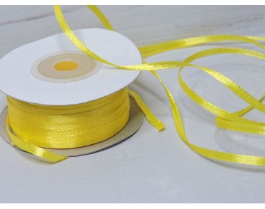 Лента атласная 3 мм, желтый  (отрез 5 м)