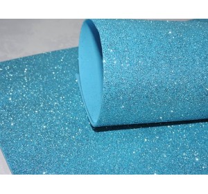 Фоамиран глиттерный 2 мм, цв. бирюзовый - 1 лист.