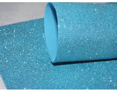 Фоамиран глиттерный 2 мм, цв. бирюзовый - 1 лист.