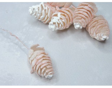 Веточка декоративная "Шишка", цв. светло-розовый - 1 шт.