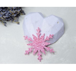Заготовка из глиттерного фоамирана "Снежинка", цв. розовый - 1 шт.