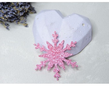 Заготовка из глиттерного фоамирана "Снежинка", цв. розовый - 1 шт.