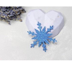 Заготовка из глиттерного фоамирана "Снежинка", цв. синий - 1 шт.