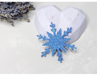 Заготовка из глиттерного фоамирана "Снежинка", цв. синий - 1 шт.