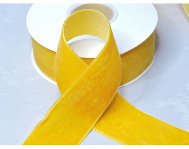 Лента бархатная 38 мм, цв. темно-желтый - 1 м.