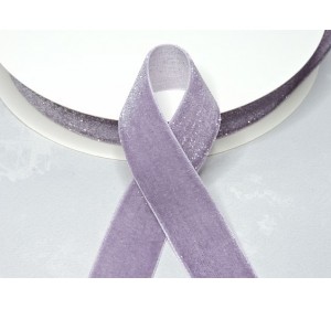 Лента бархатная с люрексом 25 мм, цв. сиреневый - 1 м.