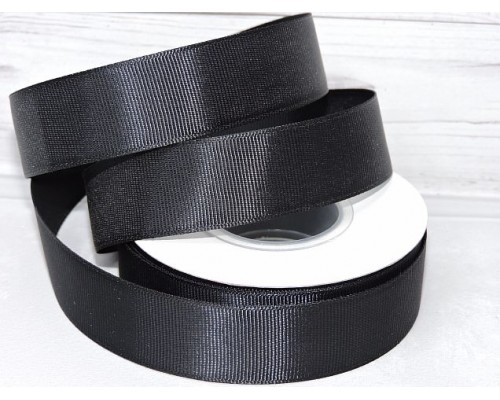 Репсовая лента 25 мм,  цв. черный № 39 -1 м