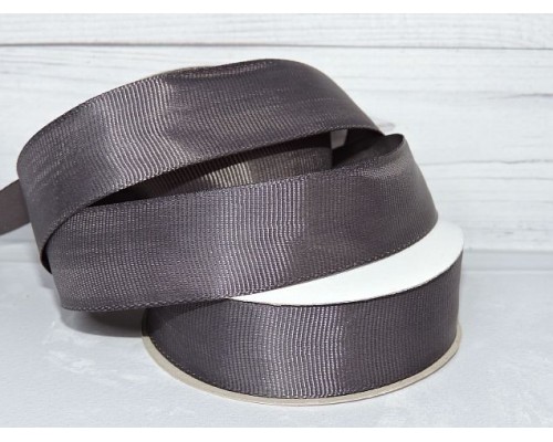 Репсовая лента 25 мм, цв. темно-серый №242 - 1 м.