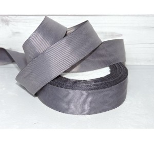 Репсовая лента 25 мм, цв. темо-серый №241 - 1 м.