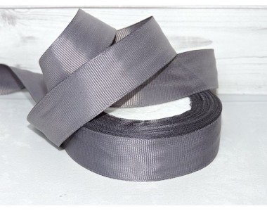 Репсовая лента 25 мм, цв. темо-серый №241 - 1 м.