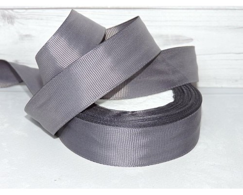 Репсовая лента 25 мм, цв. темо-серый №241 - 1 м.