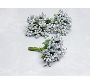 Букетики тычинок 12 шт, цв. серебро - 1 букетик.