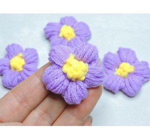 Цветочки вязанные 4,5 см, цв. фиолетовый - 1 шт.