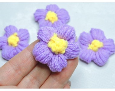 Цветочки вязанные 4,5 см, цв. фиолетовый - 1 шт.
