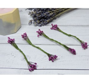 Тычинки на проволоке 4 мм, длина 9 см, цв. бургунди - 1 связка.