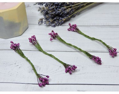 Тычинки на проволоке 4 мм, длина 9 см, цв. бургунди - 1 связка.