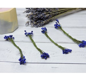 Тычинки на проволоке 4 мм, длина 9 см, цв. темно-синий - 1 связка.