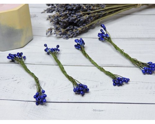 Тычинки на проволоке 4 мм, длина 9 см, цв. темно-синий - 1 связка.