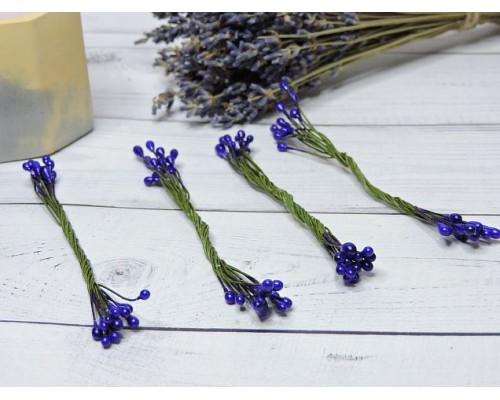 Тычинки на проволоке 4 мм, длина 9 см, цв. темно-фиолетовый - 1 связка.