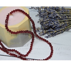 Бусина стеклянная, прозрачная"Rondelle", цв. бордовый №136 - 1 шт.