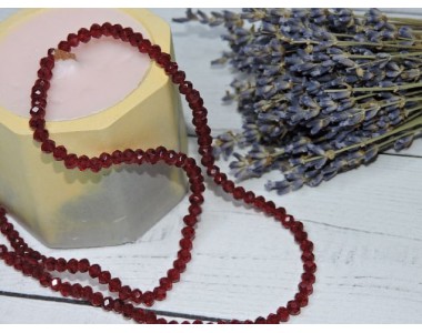 Бусина стеклянная, прозрачная"Rondelle", цв. бордовый №136 - 1 шт.