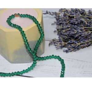 Бусина стеклянная, прозрачная"Rondelle", цв. изумрудный №101 - 1 шт.