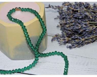 Бусина стеклянная, прозрачная"Rondelle", цв. изумрудный №101 - 1 шт.