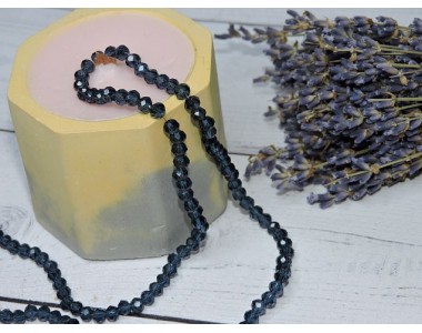 Бусина стеклянная, прозрачная"Rondelle", цв. графитовый №130 - 1 шт.