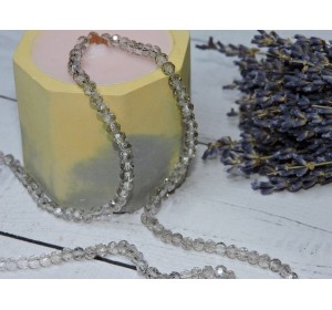 Бусина стеклянная, прозрачная"Rondelle", цв. серый №423 - 1 шт.