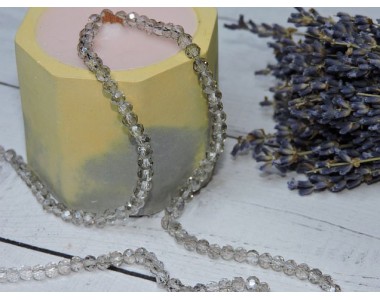 Бусина стеклянная, прозрачная"Rondelle", цв. серый №423 - 1 шт.