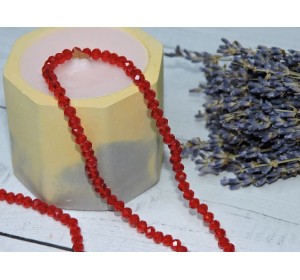 Бусина стеклянная, прозрачная"Rondelle", цв. красный №91 - 1 шт.